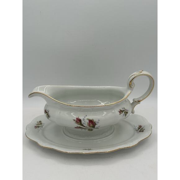 Vintage Antique Haviland Germany Bavaria Rose Gravy Boat And Underplate New - Picture 4 of 8